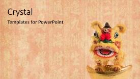  Presentation with chinese new year 2021 - Presentation design consisting of japan customs - chinese new year decorations--dancing lion background and a coral colored foreground