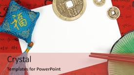 Presentation with chinese new year - PPT layouts consisting of japan customs - chinese new year ornament background and a red colored foreground