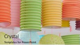  Presentation with chinese lantern - Slides consisting of japan customs - traditional chinese lantern for mid background and a mint green colored foreground