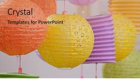  Presentation with chinese lantern - Slides featuring japan customs - traditional chinese lantern for mid background and a coral colored foreground