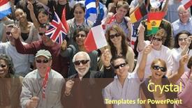  Presentation with country flags - Presentation theme enhanced with green - cute dog and cat background and a gray colored foreground.