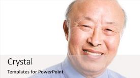  Presentation with senior asian - Cool new theme with japan old - isolated shot of a smiling backdrop and a lemonade colored foreground