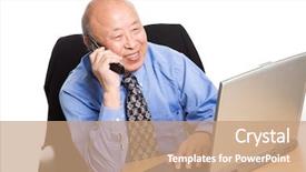  Presentation with senior asian - Slide deck featuring  background and a  colored foreground