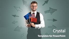  Presentation with japan of the flag - Presentation design with japan europe - cheerful elegant boy standing background and a gray colored foreground