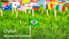  Presentation with cut - Audience pleasing slide deck consisting of japan europe - paper cut of flags backdrop and a tawny brown colored foreground