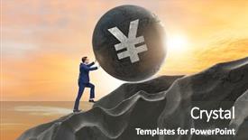  Presentation with trading - Amazing PPT theme having japan finance - businessman trading in japanese yen backdrop and a dark gray colored foreground