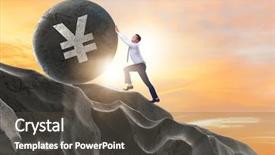  Presentation with trading - Colorful presentation theme enhanced with japan finance - businessman trading in japanese yen backdrop and a dark gray colored foreground