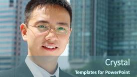  Presentation with good - Slides enhanced with japan finance - good looking asian business man background and a ocean colored foreground