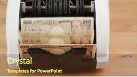  Presentation with cnc machine tools - Amazing PPT theme having japan finance - japanese banknote machine on money backdrop and a tawny brown colored foreground
