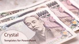  Presentation with japanese - Presentation theme consisting of japan finance - japanese yen banknotes background and a lemonade colored foreground