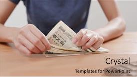  Presentation with japanese kanji - Slides having japan finance - woman counting japanese banknote background and a  colored foreground