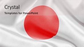  Presentation with japan flag - Beautiful PPT theme featuring japan flag on white satin backdrop and a soft green colored foreground