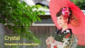  Presentation with japanese - Slides having japan geisha - asian woman wearing traditional japanese background and a  colored foreground
