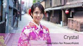  Presentation with kyoto university - Presentation design featuring japan geisha - woman with japanese kimono background and a  colored foreground