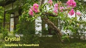  Presentation with gardens - Colorful theme enhanced with japan-himeji-himeji-koko-en backdrop and a tawny brown colored foreground