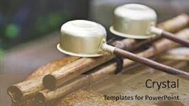  Presentation with japan - Slide deck having japan nara kofuku-ji temple row of ladles close-up background and a coral colored foreground