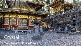  Presentation with shinto - Theme featuring japan-nikko-tosho-gu background and a gray colored foreground