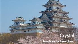  Presentation with japan castle - Colorful slide deck enhanced with japan old - asian castle backdrop and a gray colored foreground