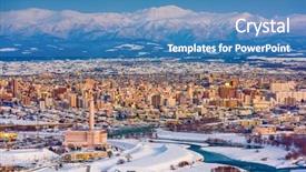 Presentation with hokkaido - Audience pleasing theme consisting of japan skyline in the winter backdrop and a teal colored foreground