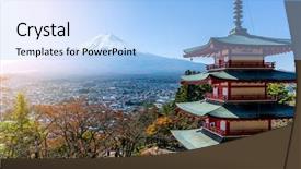  Presentation with mountain - Audience pleasing presentation consisting of japan temple - chureito pagoda and mountain fuji backdrop and a light blue colored foreground