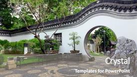  Presentation with chinese - Presentation theme with japan temple - garden in chinese style background and a gray colored foreground