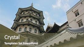  Presentation with design - Slides having japan themes - asian themed style architecture design background and a tawny brown colored foreground