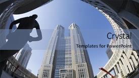  Presentation with metropolitan - PPT theme featuring japan tokyo metropolitan government building background and a light blue colored foreground