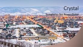  Presentation with hokkaido - Slides with japan town skyline in winter background and a light blue colored foreground
