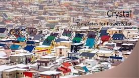  Presentation with japan - Audience pleasing theme consisting of japan town skyline in winter backdrop and a mint green colored foreground