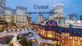  Presentation with empire state building night - Presentation design featuring japan trains - landscape of tokyo station background and a light blue colored foreground