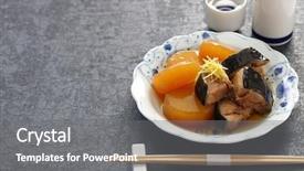  Presentation with popular - Cool new presentation design with japan wine - buri daikon simmered yellowtail fish backdrop and a gray colored foreground