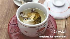  Presentation with japan sake - Presentation theme having japan wine - fugu no hirezake japanese blowfish background and a tawny brown colored foreground