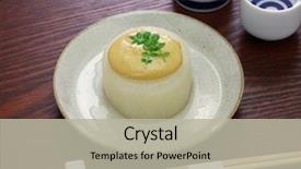  Presentation with japanese - Audience pleasing presentation theme consisting of japan wine - furofuki daikon simmered japanese radish backdrop and a mint green colored foreground