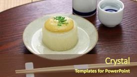  Presentation with japanese folk song sakuta - PPT theme featuring japan wine - furofuki daikon simmered japanese radish background and a tawny brown colored foreground