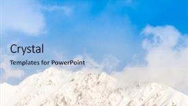  Presentation with house snow mountain - Presentation theme having japan winter mountain with snow background and a light blue colored foreground