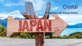  Presentation with japan - Slide set having japan wooden sign with road background and a light blue colored foreground