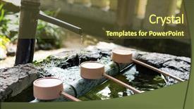  Presentation with wooden - Slide set consisting of japanes wooden ladle in shrine background and a tawny brown colored foreground