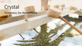  Presentation with wooden - Amazing PPT layouts having japanes wooden ladle in shrine backdrop and a lemonade colored foreground