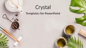  Presentation with flat - Cool new slide deck with japanese - asian food background - tea backdrop and a lemonade colored foreground