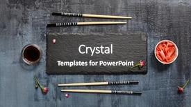  Presentation with japanese food - Colorful PPT theme enhanced with japanese - black slate plate with chopstick backdrop and a dark gray colored foreground