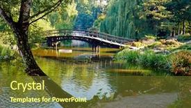  Presentation with botanical garden - Presentation enhanced with japanese - botanical garden in wroclaw poland background and a tawny brown colored foreground