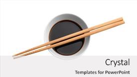  Presentation with soy - Slide set with japanese - bowl with tasty soy sauce background and a white colored foreground