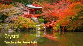  Presentation with maple - Presentation theme having japanese - daigo-ji temple with colorful maple background and a tawny brown colored foreground