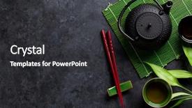  Presentation with sushi - Slide deck with japanese - green tea and sushi chopsticks background and a dark gray colored foreground