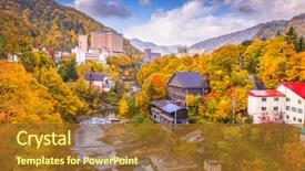  Presentation with japan - Amazing slides having japanese - jozankei japan inns and river backdrop and a tawny brown colored foreground