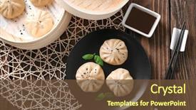  Presentation with japanese - Presentation theme enhanced with japanese - plate with baozi dumplings background and a tawny brown colored foreground