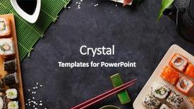  Presentation with sushi - Beautiful PPT layouts featuring japanese - set of sushi and maki backdrop and a dark gray colored foreground