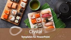  Presentation with sushi - PPT theme enhanced with japanese - set of sushi and maki background and a coral colored foreground