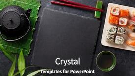  Presentation with sushi - Amazing PPT theme having japanese - set of sushi maki backdrop and a dark gray colored foreground