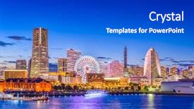  Presentation with city japan - PPT layouts consisting of japanese - yokohama japan city skyline background and a dark gray colored foreground